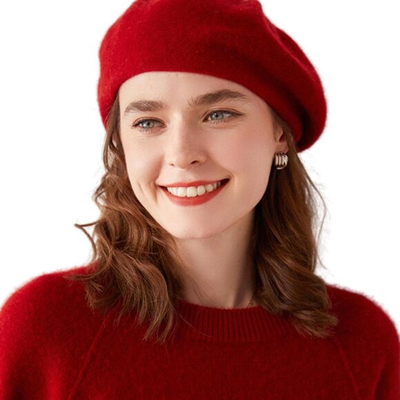 Cashmere Berets Beanie Hats Women Winter Warm Merino Wool Fashion Knit Cap